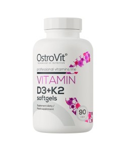OstroVit Vitamin D3+K2 MK-7 90 мягких капсул, витамин Д3 + К2