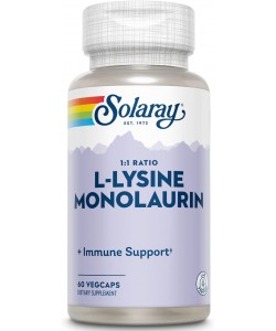 Solaray L-Lysine Monolaurin 60 капсул, L-лізин і монолаурин, у співвідношенні 1:1