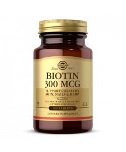 Solgar Biotin 300 mcg 100 таблеток, біотин