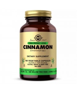 Solgar Cinnamon 500 mg 100 капсул, екстракт та порошок кори кориці