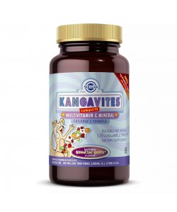 Solgar Kangavites Multivitamin & Mineral Bouncin' Berry Flavor 120 жевательных таблеток, мультивитамины для детей, со вкусом ягод