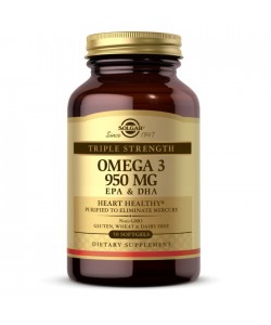 Solgar Omega 3 950 mg EPA & DHA 50 капсул, найвища концентрація природних омега-3