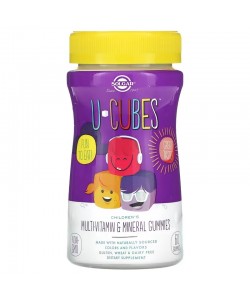 Solgar U-Cubes Multivitamin & Mineral 60 таблеток, жевательные таблетки с мультивитаминами и микроэлементами для детей, со вкусом апельсина и вишни