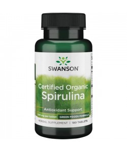 Swanson Certified Organic Spirulina 500 mg 180 таблеток, органическая спирулина