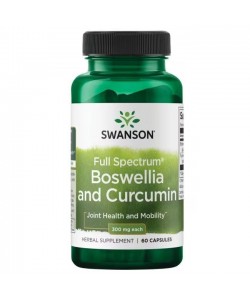 Swanson Full Spectrum Boswellia and Curcumin 300 mg 60 капсул, повний спектр босвелії та куркуміну