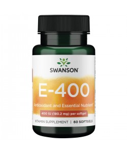 Swanson E-400 180 mg 60 мягких капсул, витамин E (d-альфа-токоферил ацетат)