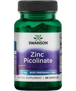 Swanson Zinc Picolinate 22 mg 60 капсул, пиколинат цинка