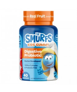 The Smurfs Kids Gummy Digestive Probiotic 40 таблеток, пробиотики для детей от 3 лет, со вкусом ягод